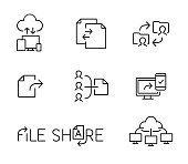 istock File and data sharing line icons 1324633334