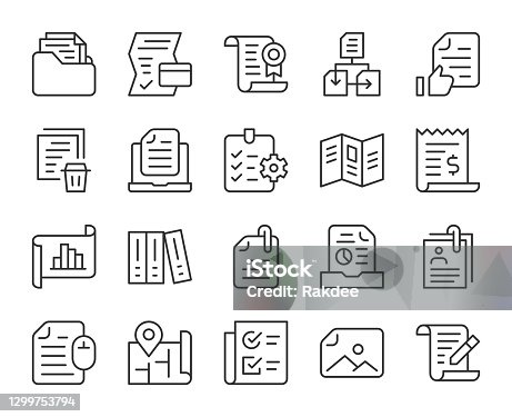 istock File and Document - Light Line Icons 1299753794