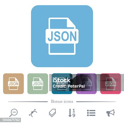 istock JSON file format flat icons on color rounded square backgrounds 1340671762