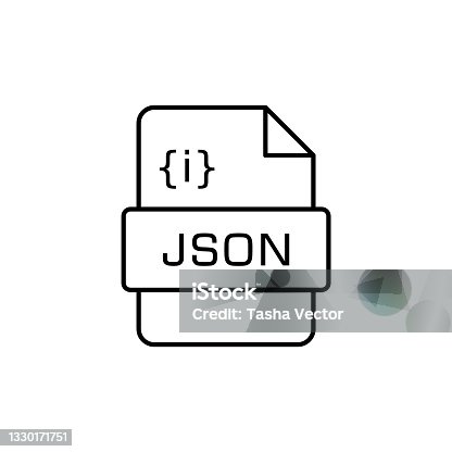 istock JSON file format line icon. JavaScript Object Notation. JSON programming language extension. 1330171751