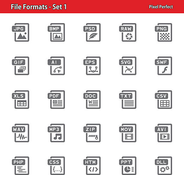 File Formats Icons - Set 1 Professional, pixel perfect icons depicting various file formats concepts. svg stock illustrations