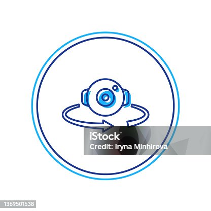 istock Filled outline 360 degree view icon isolated on white background. Virtual reality. Angle 360 degree camera. Panorama photo. Vector 1369501538