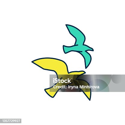 istock Filled outline Bird seagull icon isolated on white background. Vector 1357729927
