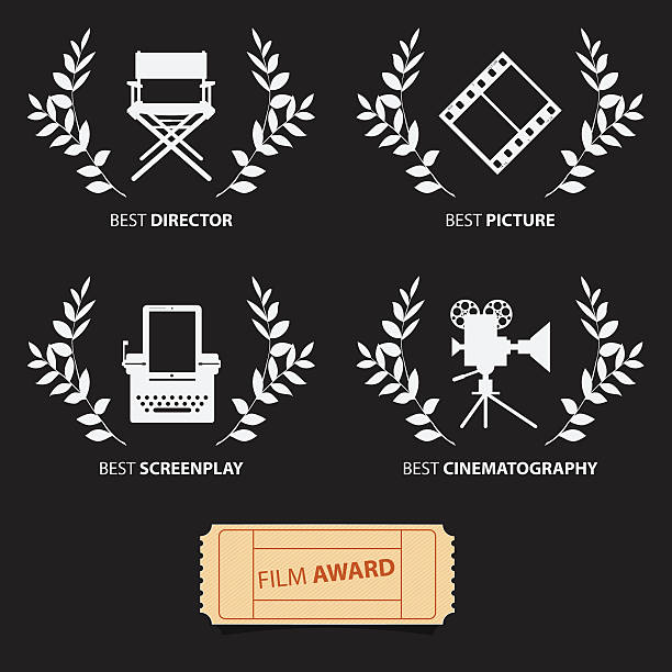 film awards and wreaths. vector - cannes stock illustrations
