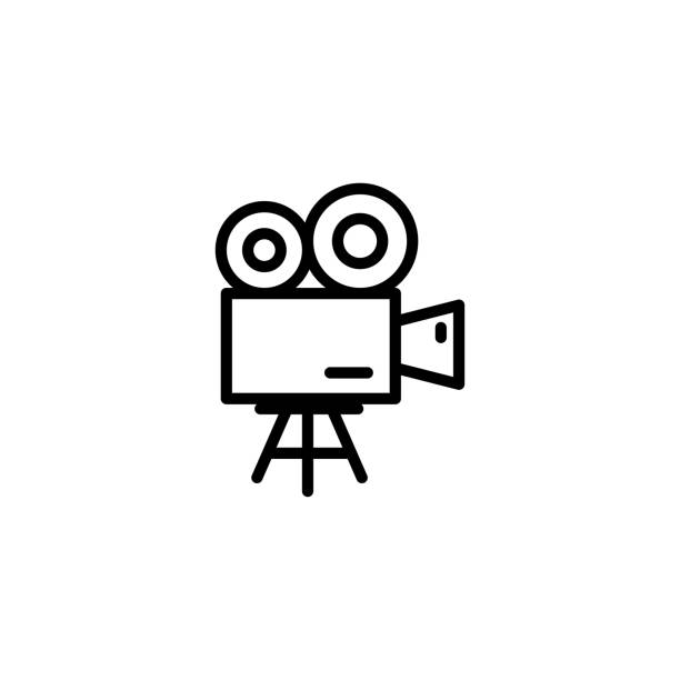 ilustrações de stock, clip art, desenhos animados e ícones de film camera line icon in flat style vector for app, ui, websites. black icon vector illustration - tv studio