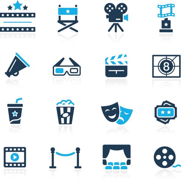 Film Industry and Theater Icons // Azure series Vector icons for your web or print projects. performance clipart stock illustrations