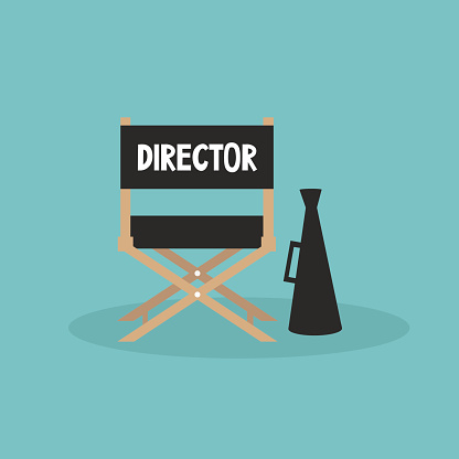 Film industry. Director's chair and megaphone