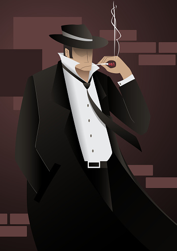 detective inspired by film noir movies. vector