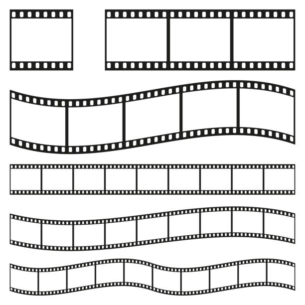 Film strip frame or border set. Photo, cinema or movie negative. Vector illustration.  video stock illustrations
