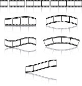 Film strip frame or border set with shadow. Photo, cinema or movie negative. Vector illustration.