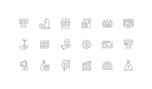 Finance, Payment, Investment Strategy, Expenses, Accounting, Crowd Funding Icons Finance, Payment, Investment Strategy, Expenses, Accounting, Crowd Funding, Digital Wallet, Investment, Money Flow, Profit, Making Money, Fund, Card Payment, Loan, Budget, Financial Control, Revenue, Money Management, Capital Icons revenue stock illustrations