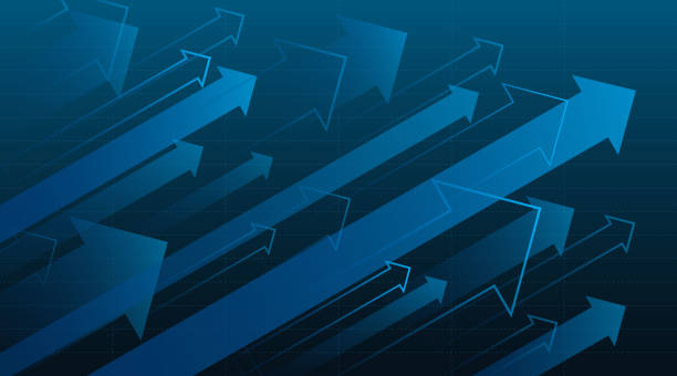 Financial arrow graphs Abstract financial graph with uptrend line and arrows in the stock market. The concept of success. Vector illustration. growth backgrounds stock illustrations