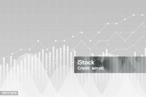 istock Financial data graph chart, vector illustration. Trend lines, columns, market economy information background. Chart analytics economic concept. 901172818