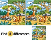 Find differences, education game for children (xerus and background)