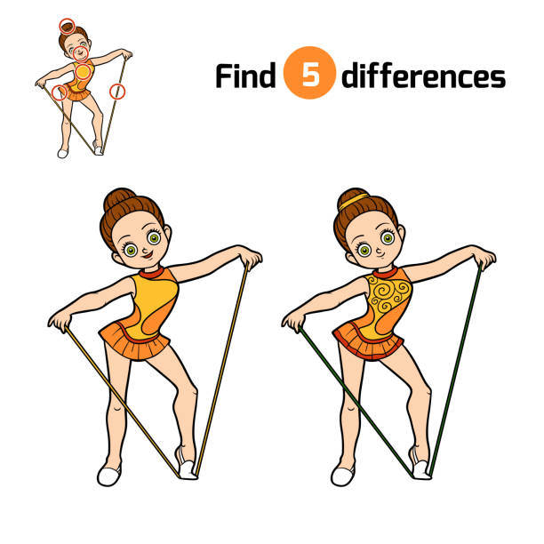 ロープで体操選手の違いを見つける - 新体操点のイラスト素材／クリップアート素材／マンガ素材／アイコン素材
