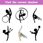 Find the correct shadow, education game for children, The gymnast and juggling clubs