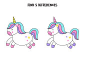 istock Find three differences between two cute unicorns. 1358369297