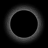 istock Fine orbital dots in concentric circles, radial size gradient out by scaling 1282335824