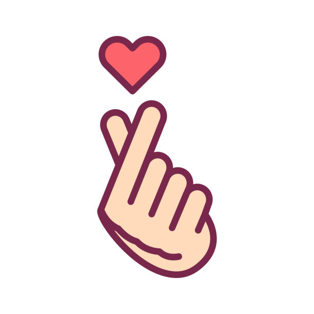 Finger Heart line color icon. Music record K-POP concept. Korean culture Finger Heart line color icon. Music record K-POP concept. Korean culture. Pictogram for web, mobile app, promo. UI UX design element. Editable stroke. alphabet clipart stock illustrations