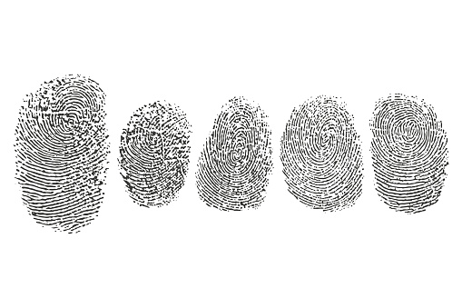 Fingerprint vector black icons set isolated on a white background.