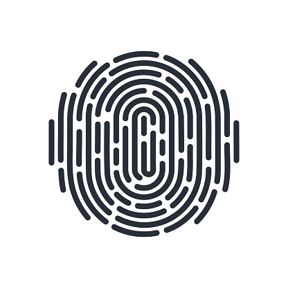 Abstract Round Bio-metric Fingerprint Icon Detailed for Security ID on White