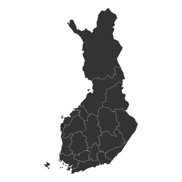 finland - administrative map of regions - kainuu region 幅插畫檔、美工圖案、卡通及圖標