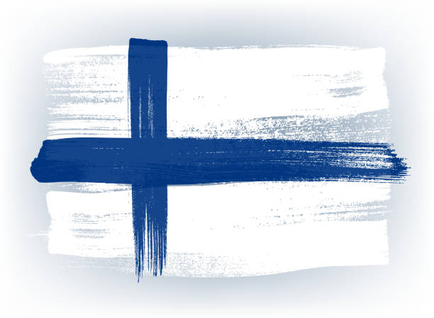 finland colorful brush strokes painted flag - 芬蘭 幅插畫檔、美工圖案、卡通及圖標
