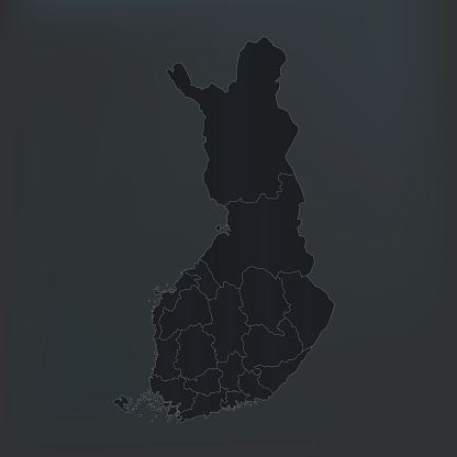 Finland Dark Black Map On Grey Gradient Background Stock