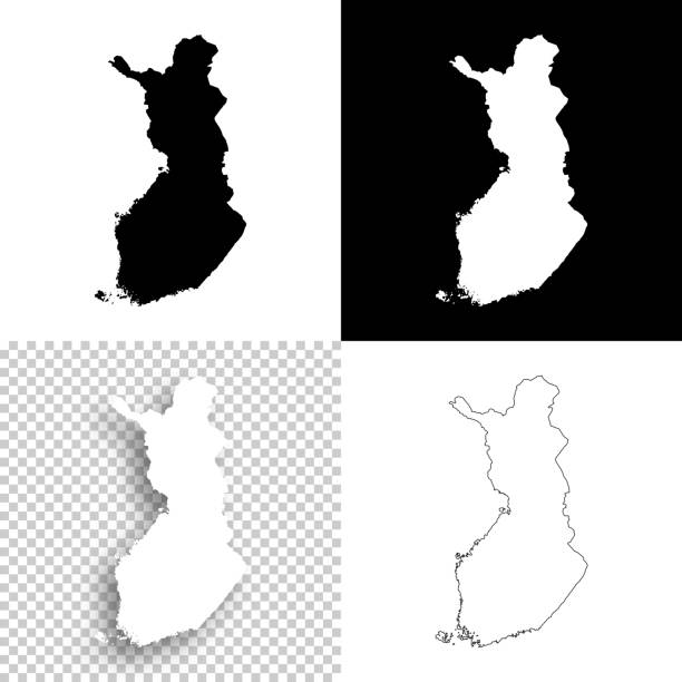 Map of Finland for your own design. With space for your text and your background. Four maps included in the bundle: - One black map on a white background. - One blank map on a black background. - One white map with shadow on a blank background (for easy change background or texture). - One blank map with only a thin black outline (in a line art style). The layers are named to facilitate your customization. Vector Illustration (EPS10, well layered and grouped). Easy to edit, manipulate, resize or colorize. Please do not hesitate to contact me if you have any questions, or need to customise the illustration. http://www.istockphoto.com/portfolio/bgblue