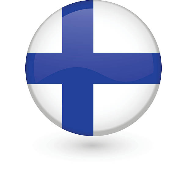 Finnish flag vector button vector art illustration
