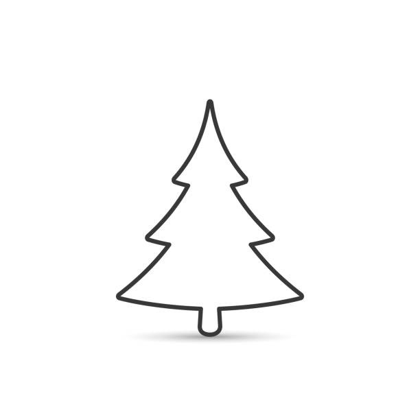 Fir tree outline icon. Spruce vector silhouette for decoration Fir tree outline icon. Spruce vector silhouette for decoration. christmas tree outline stock illustrations