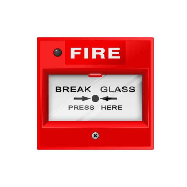 壁、警告とセキュリティシステム、サイレンの火災警報ボックス - 警報機点のイラスト素材／クリップアート素材／マンガ素材／アイコン素材