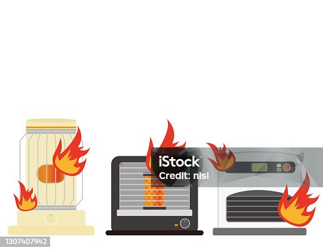 istock A fire caused by a fire from an oil stove. Vector illustration. 1307407942