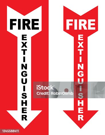 istock Fire Extinguisher Arrow Signs 1345588411