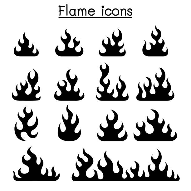 ・炎のアイコンを設定 - ファイヤーパターン点のイラスト素材／クリップアート素材／マンガ素材／アイコン素材