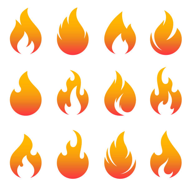Fire flame set vector icon. vector art illustration