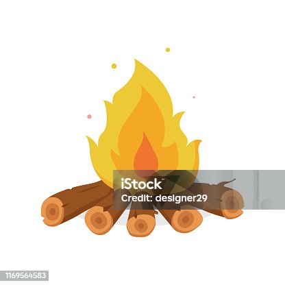 istock Fire Illustration and Bonfire Cartoon Style Flat Design. 1169564583