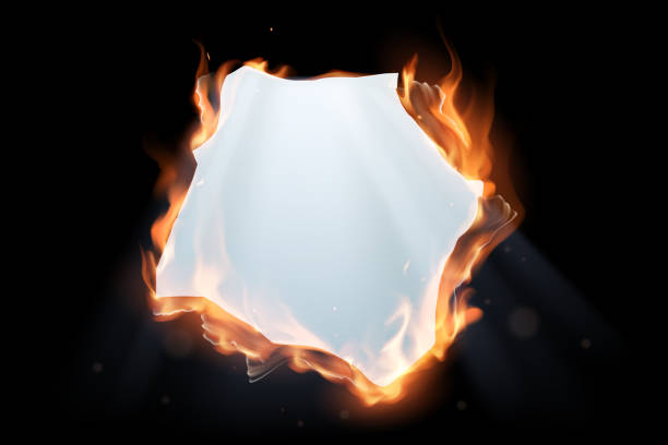 Fire paper hole with light effect Fire paper hole with light effect in vector burning stock illustrations