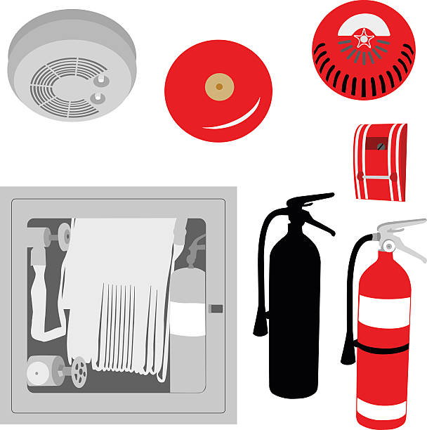stockillustraties, clipart, cartoons en iconen met fire prevention - rookmelder