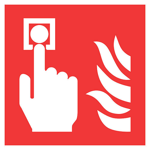 火災安全サイン火災報知器ポイントまでお電話ください。 - 警報機点のイラスト素材／クリップアート素材／マンガ素材／アイコン素材