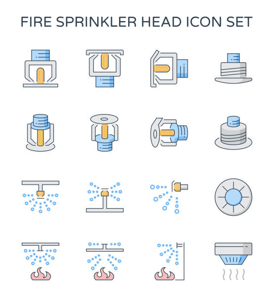 stockillustraties, clipart, cartoons en iconen met brand sprinkler pictogram - rookmelder