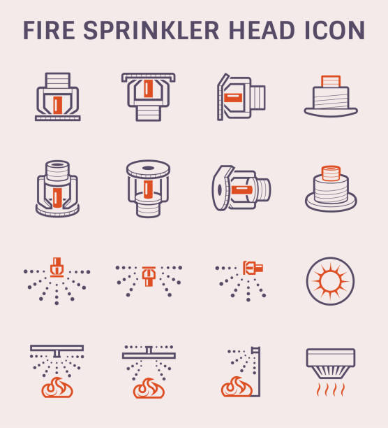 stockillustraties, clipart, cartoons en iconen met brand sprinkler pictogram - rookmelder