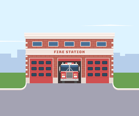 Fire station with a fire truck