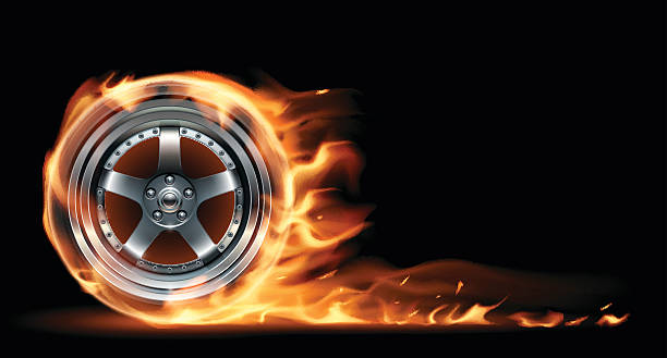 Fire wheel illustration Fire wheel illustration in vector hot wheels flames stock illustrations