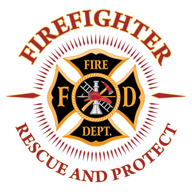 Firefighter Cross Rescue and Protect Firefighter Cross Rescue and Protect is a design illustration that includes a beautiful classic fire department Maltese cross and text that says firefighter above and rescue and protect below. Great promotional graphic for fireman and fire stations. maltese cross stock illustrations
