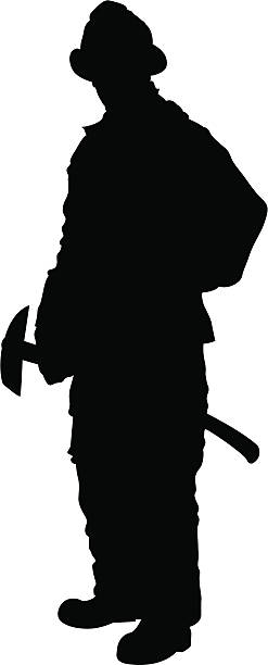 Fireman Silhouette of a fireman. File including an editable EPS file and a large JPG file.  firefighters stock illustrations