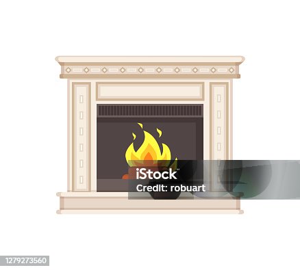 istock Fireplace with Classic Ornaments and Columns Icon 1279273560