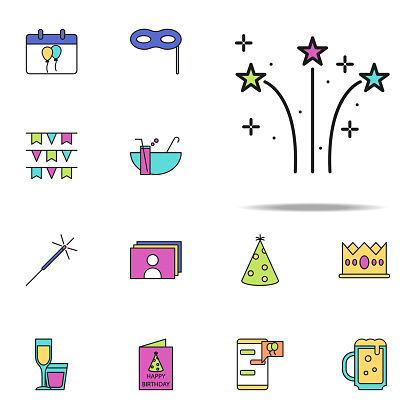 firework colored icon. birthday icons universal set for web and mobile