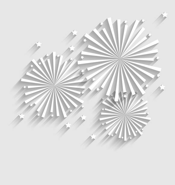Firework for Holiday Celebration Events, Flat Style Long Shadow vector art illustration