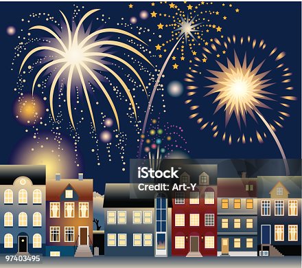 istock Fireworks at Night Over City Neighbourhood 97403495